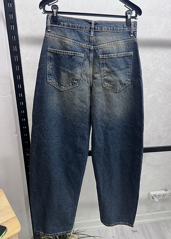 Rahat Kesim Gri Mavi Midi Denim Pantolon - Görsel 4