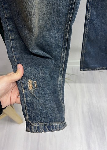 Rahat Kesim Gri Mavi Midi Denim Pantolon - Görsel 6