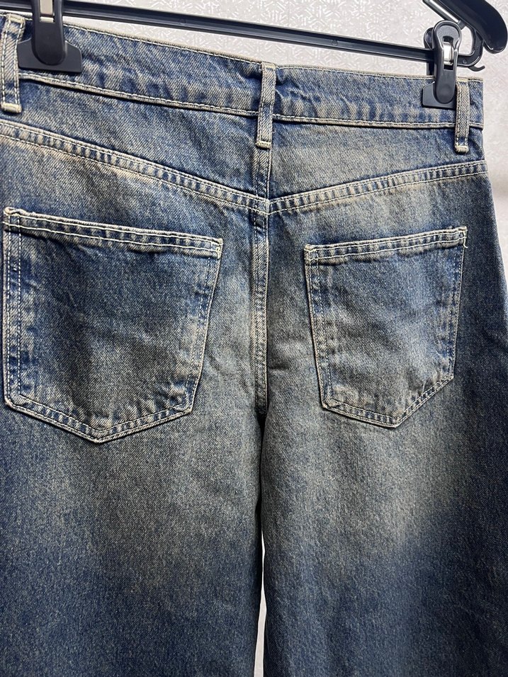 Rahat Kesim Gri Mavi Midi Denim Pantolon - Görsel 3