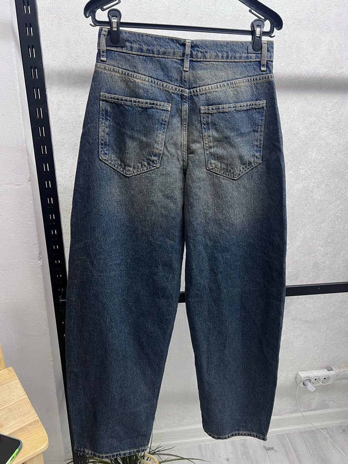 Rahat Kesim Gri Mavi Midi Denim Pantolon - Görsel 4
