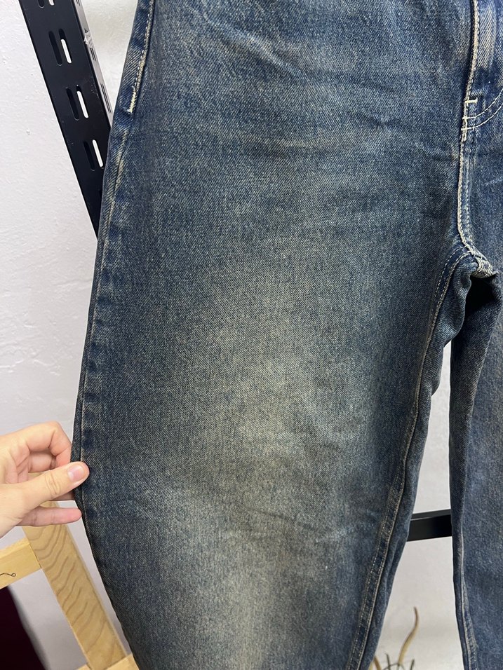 Rahat Kesim Gri Mavi Midi Denim Pantolon - Görsel 5