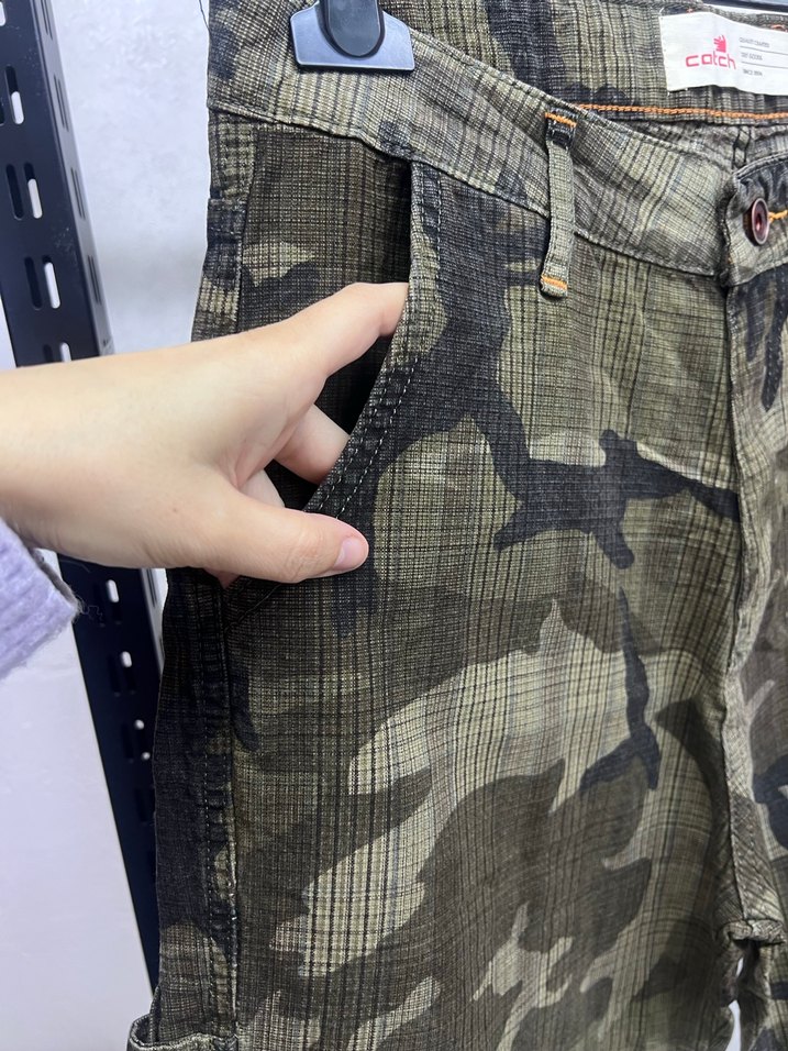 Kemerli Kamuflaj Desenli Kadın Kumaş Pantolon - Görsel 3