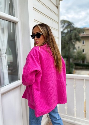 Pembe Düğmeli Mini Kadın kaşe - Görsel 4