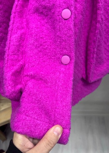 Pembe Düğmeli Mini Kadın kaşe - Görsel 7