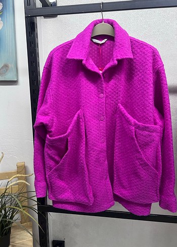 Pembe Düğmeli Mini Kadın kaşe - Görsel 5