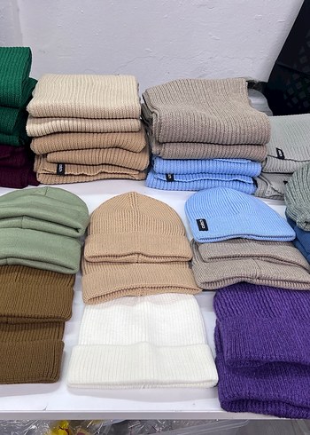 Çok Renkli Örgü kadın atkı bere - Görsel 4