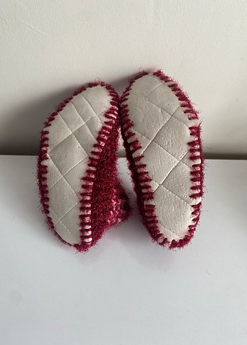 Bordo Örgü Kız Çocuk Ev Terliği - Görsel 3