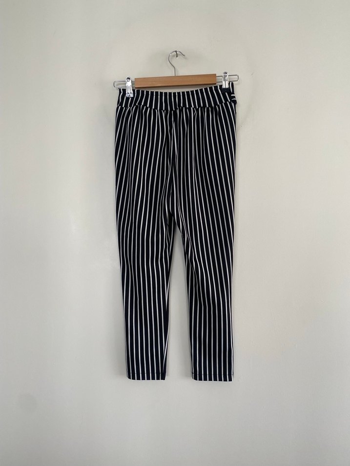 Çizgili Pilili Siyah Cigarette Pantolon - Görsel 3