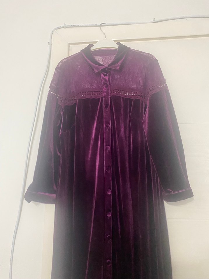 Kadife Büyük Beden Elbise - Görsel 2