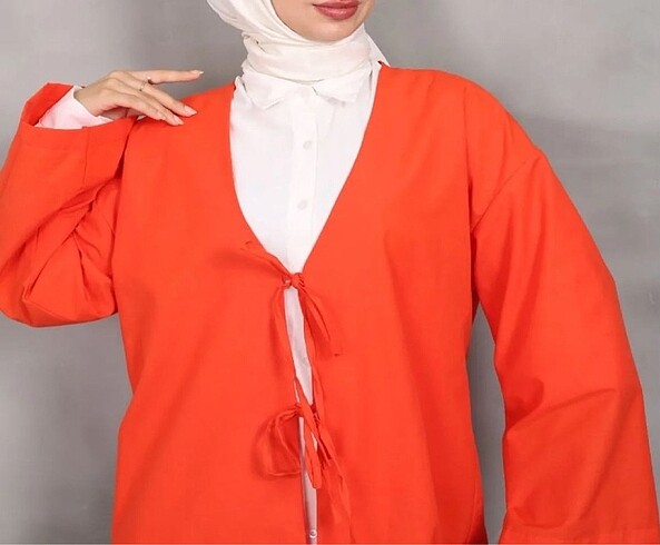 Diğer Önü bağlamalı Turuncu Kimono Gömlek