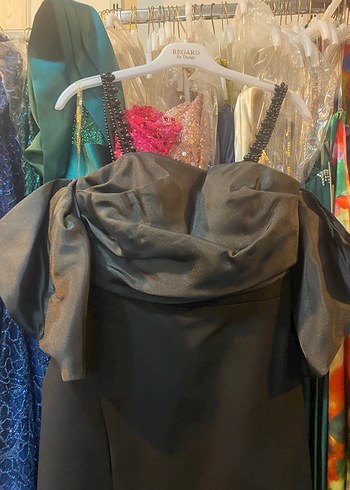 Siyah Drapeli Abiye Elbise - Görsel 2