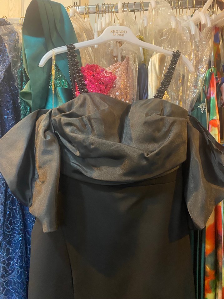 Siyah Drapeli Abiye Elbise - Görsel 2