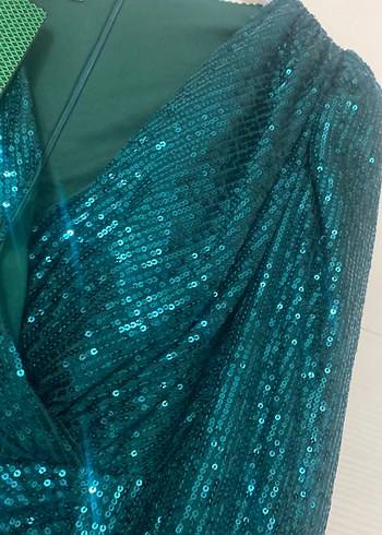 Yeşil Payet Elbise - Görsel 4