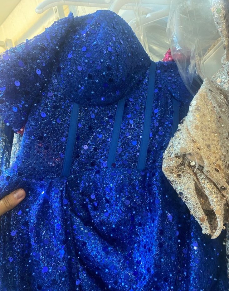 Payetli Straplez Uzun Pembe Abiye Elbise - Görsel 4