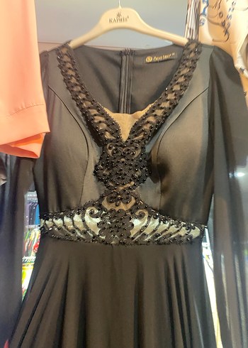 Siyah Uzun V Yaka  Elbise - Görsel 4