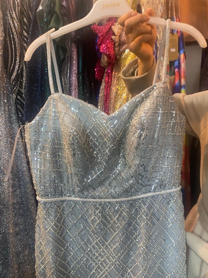 Gri Drapeli Straplez Uzun Abiye Elbise - Görsel 3