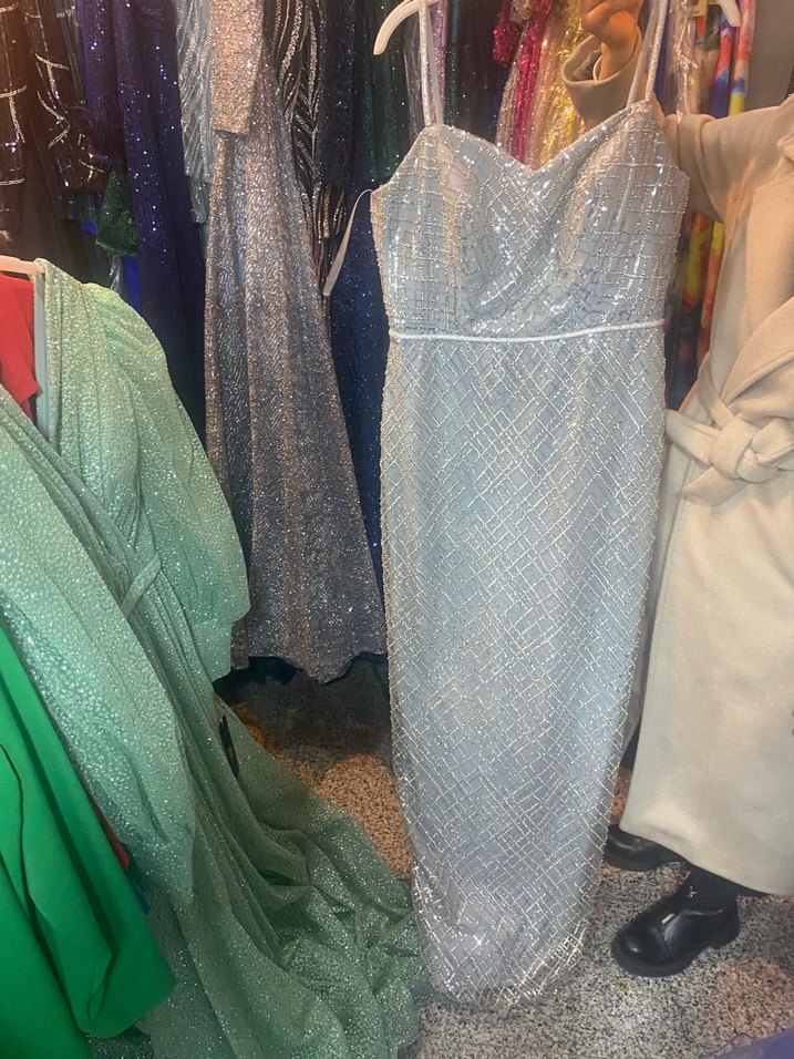 Gri Drapeli Straplez Uzun Abiye Elbise - Görsel 2