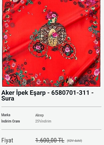 Vakko Aker Eşarp 