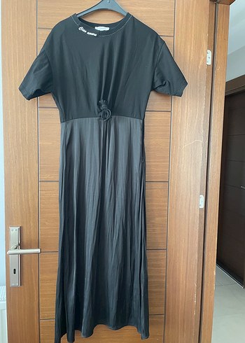 Twist siyah midi elbise