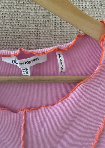 Kız Çocuk Pembe Kısa Kollu Keten Tişört - Görsel 2