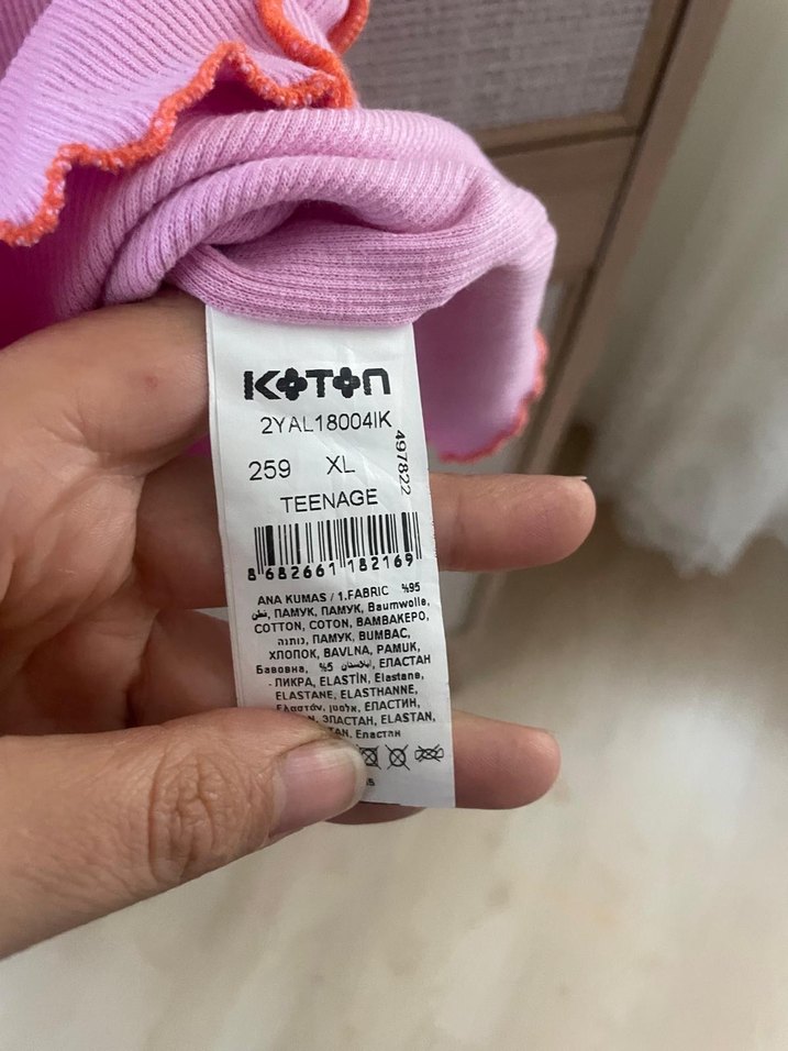 Kız Çocuk Pembe Kısa Kollu Keten Tişört - Görsel 5