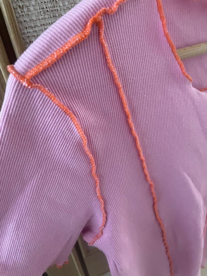 Kız Çocuk Pembe Kısa Kollu Keten Tişört - Görsel 4