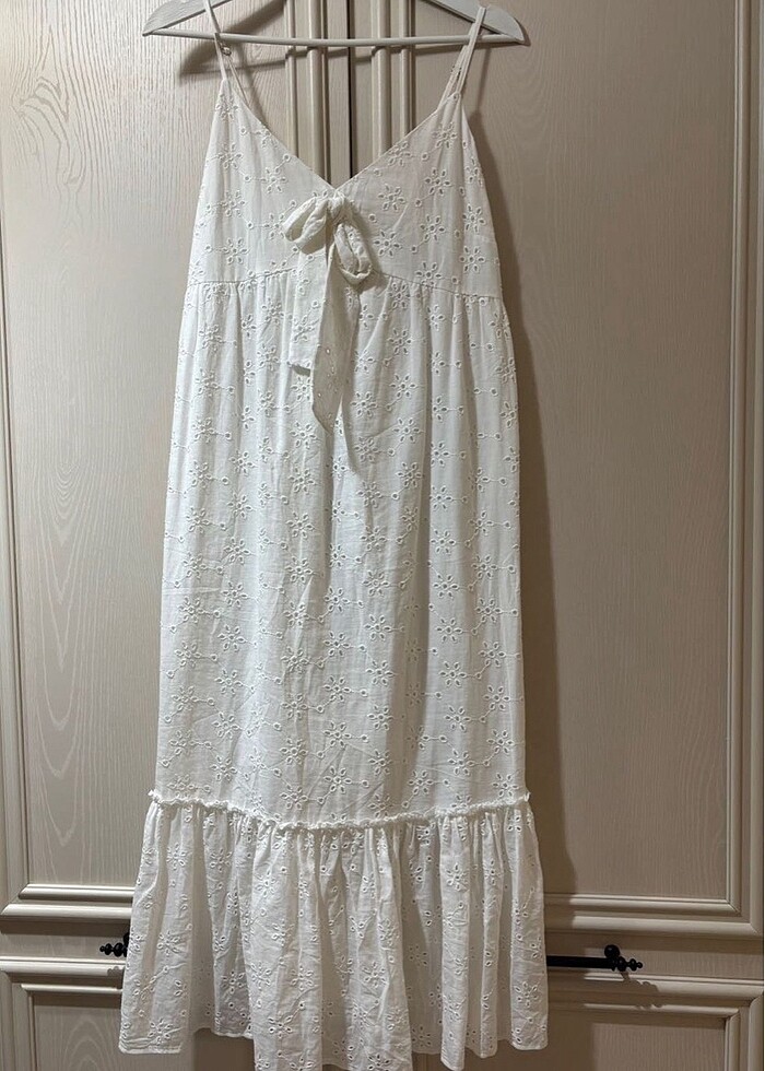 Beyaz İp Askılı Elbise - Görsel 2