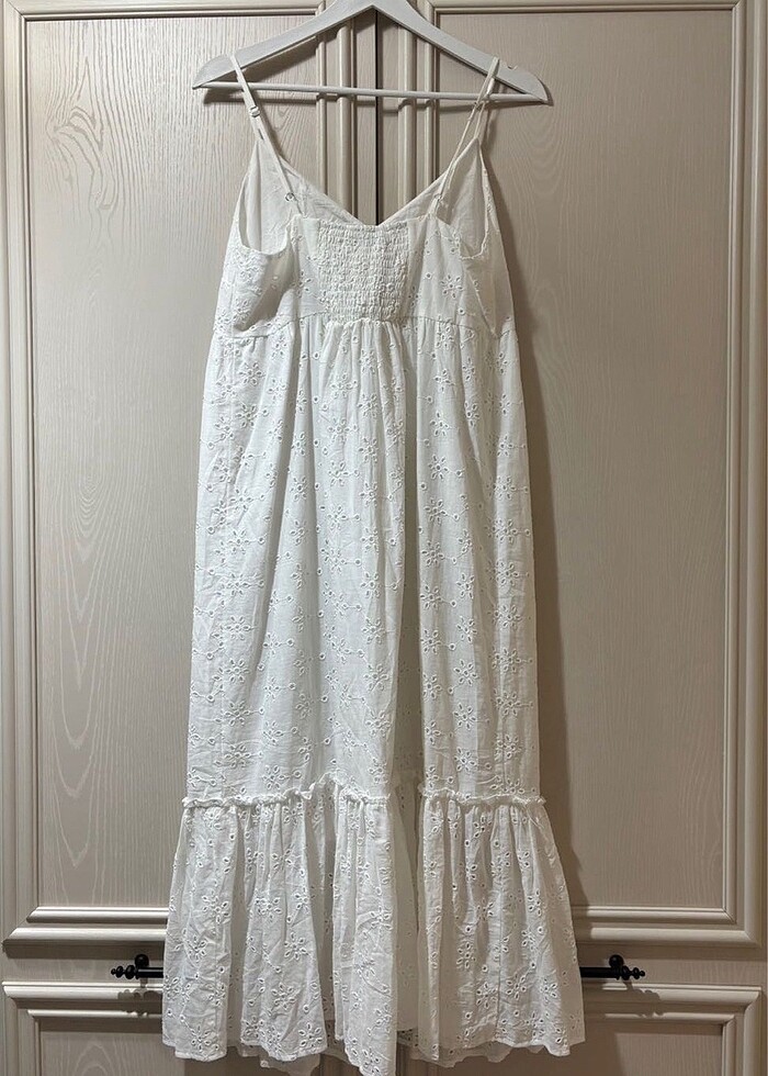 Beyaz İp Askılı Elbise - Görsel 3