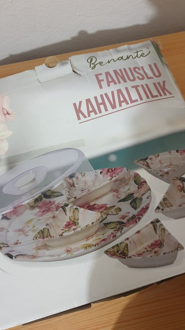 Pembe Çiçek Desenli Vintage Kahvaltılık - Görsel 2