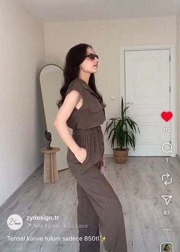 Kadın Tensel Kahve Tulum Midi Boy