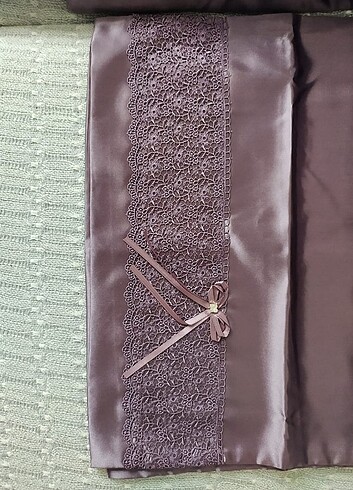 Saten çift kişilik Mürdüm renk nevresim takımı - Görsel 5