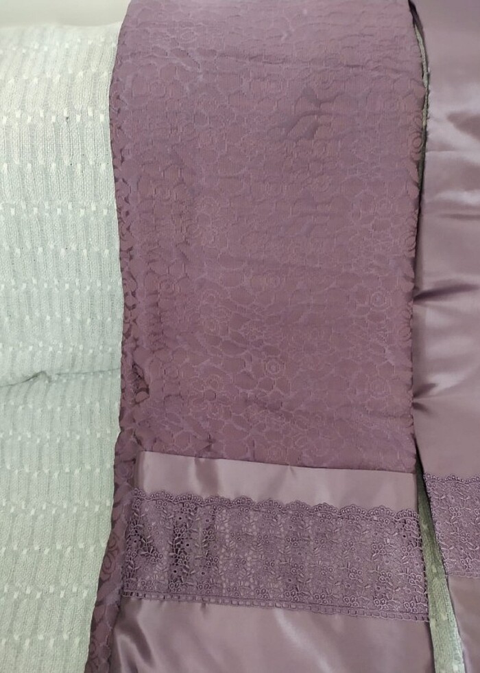 Saten çift kişilik Mürdüm renk nevresim takımı - Görsel 3