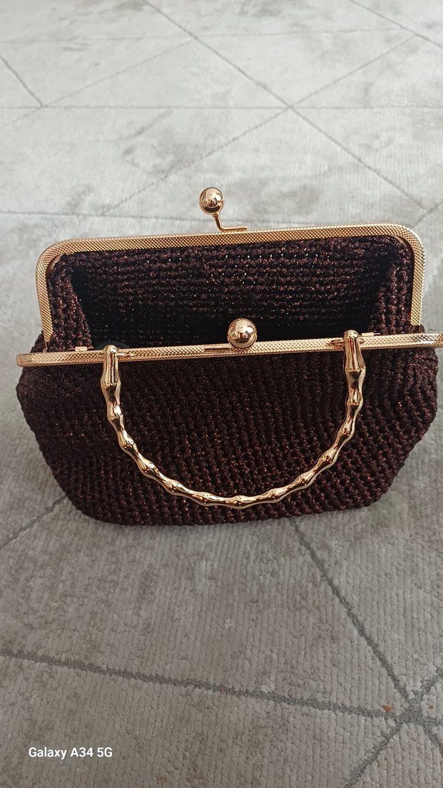 Kahverengi el örgü  Kadın Çanta - Görsel 3