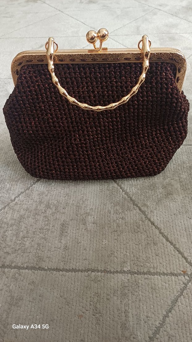 Kahverengi el örgü  Kadın Çanta - Görsel 4