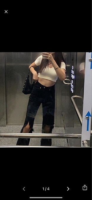 stradivarius dizleri yırtık wide leg jean