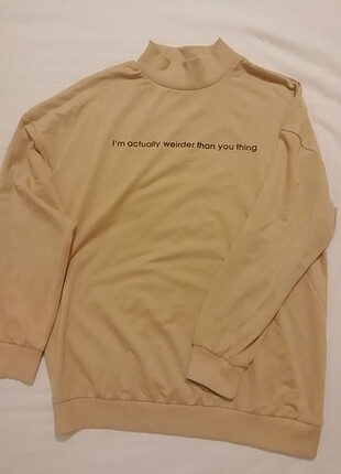 Bershka dik yaka yazı detaylı sweatshirt 