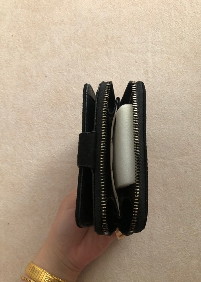 Siyah renkli süet cüzdan - Görsel 2