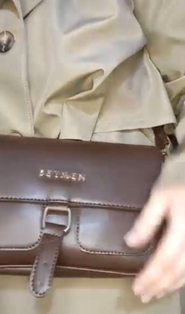 Kahverengi Deri Kemer Detaylı Kadın Çanta - Görsel 2