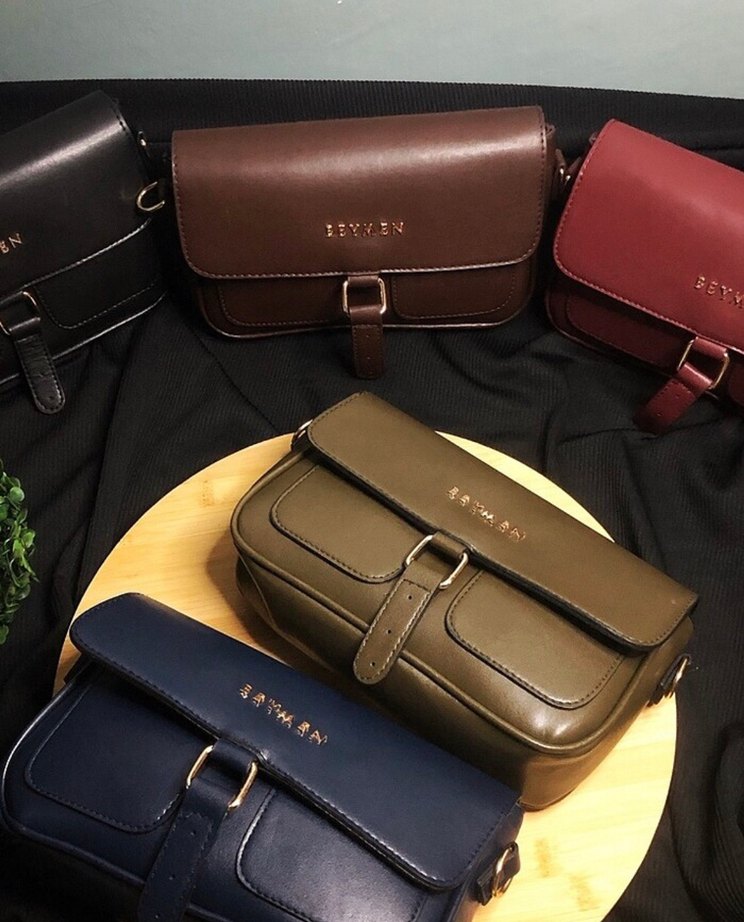 Kahverengi Deri Kemer Detaylı Kadın Çanta - Görsel 3