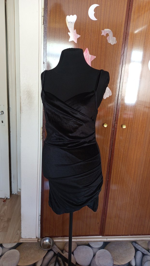 Sıfır kadife Kadın Abiye Elbise - Görsel 3