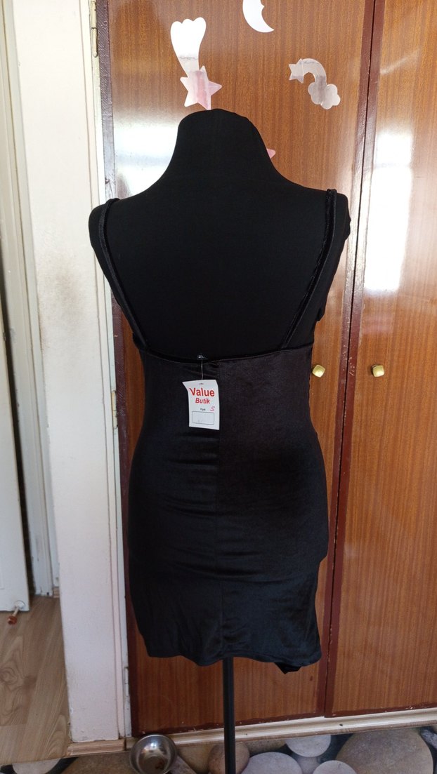 Sıfır kadife Kadın Abiye Elbise - Görsel 5