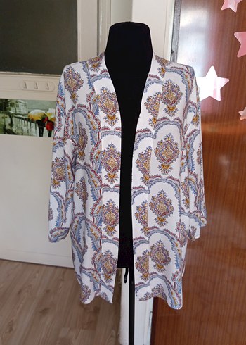 xl Beden Dökümlü Desenli Midi Bohem Kadın Kimono