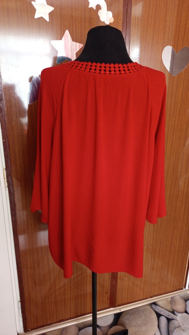 Püsküllü Kırmızı Bohem Kadın Bluz - Görsel 4