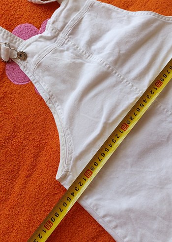 Beyaz Pamuklu Midi Kadın Kısa Salopet - Görsel 6