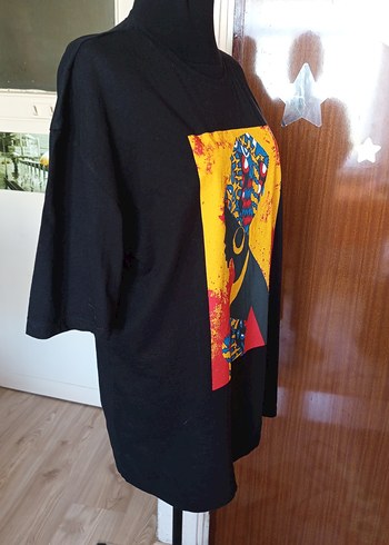 Bohem Siyah Baskılı Kadın Tişört - Görsel 3