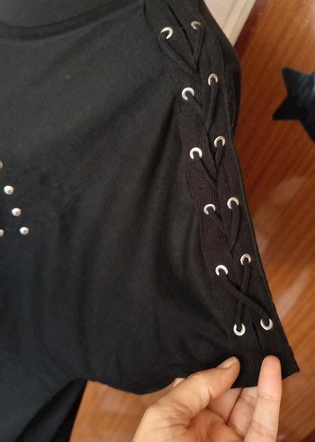 Siyah , Kısa Kollu, Gevşek Kesim - Görsel 3