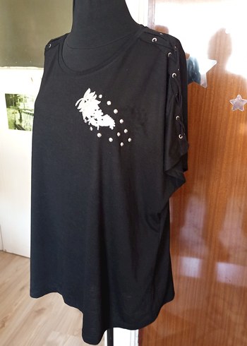 Siyah , Kısa Kollu, Gevşek Kesim - Görsel 4