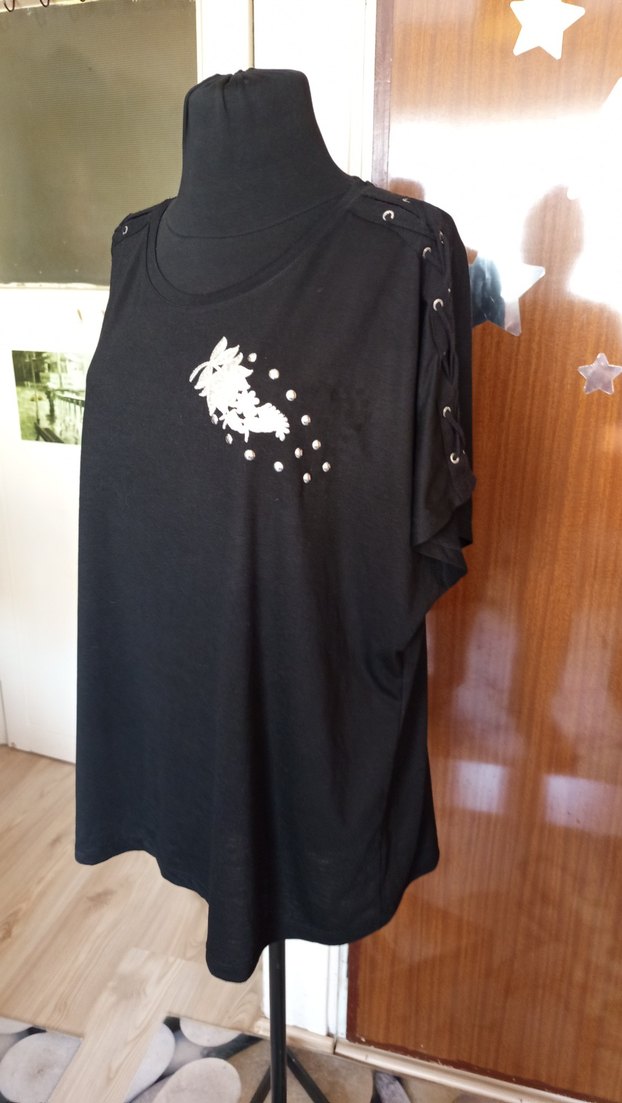 Siyah , Kısa Kollu, Gevşek Kesim - Görsel 4