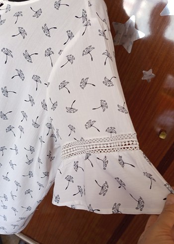 Dantel Detaylı Gri Desenli Rahat Kesim Bluz - Görsel 4