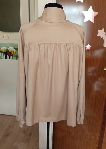 Bej Düğmeli Yüksek Yakalı Salaş Ceket - Görsel 3